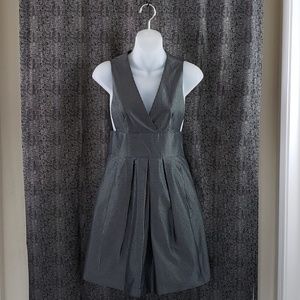 Theory Metallic Gray Deanne Silence V-Neck Dress